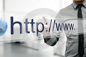 Internet address in web browser on virtual screen photo