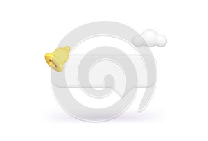 Internet alert notification quick tips empty bar speech bubble ring bell 3d icon realistic vector