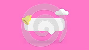 Internet alert notification quick tips empty bar speech bubble ring bell 3d icon realistic vector