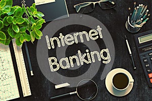 Internet Banking Concept on Black Chalkboard. 3D Rendering.