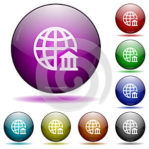 Internet banking icon in glass sphere buttons