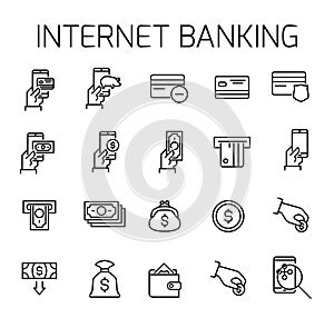 Internet banking related vector icon set.