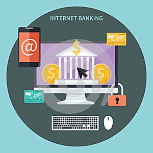 Internet banking and security deposit concept