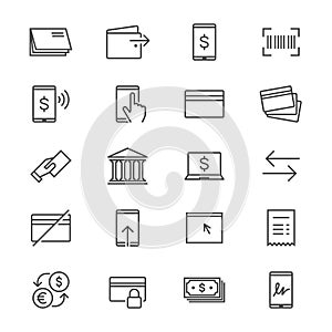 Internet banking thin icons