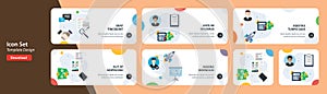Internet banner set of accountancy, tax and startup icons