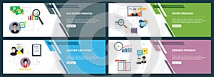 Internet banner set of evaluation, analysis, rating  and feedback in business icons