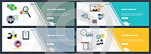 Internet banner set of evaluation, analysis, rating  and feedback in business icons