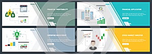 Internet banner set with financial profitability and investment icons