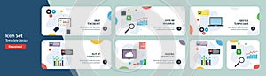 Internet banner set of report, accountancy and organization icons