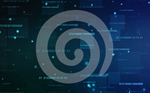 Internet Big data Concept flowing number one and zero text in binary code format in technology background.