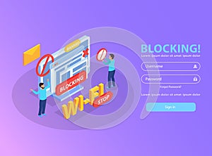 Internet Blocking Isometric Background
