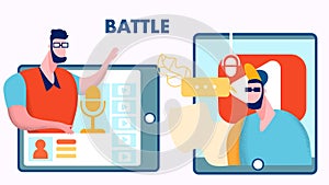 Internet Blogger Battle Vector Flat Illustration