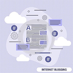 Internet blogging, blog management flat style vector concept