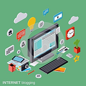 Internet blogging, web publication, journalism, blog management vector concept