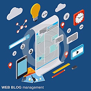 Internet blogging, web publication, web journalism, blog management vector concept