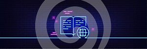 Internet book line icon. Web document sign. Neon light glow effect. Vector