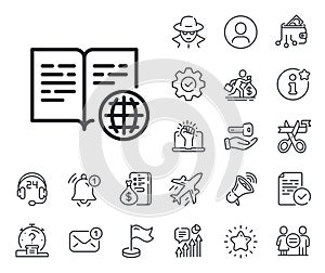 Internet book line icon. Web document sign. Salaryman, gender equality and alert bell. Vector
