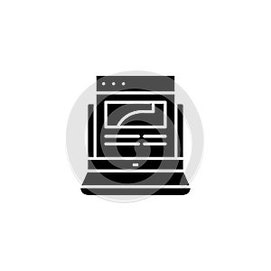 Internet browser black icon concept. Internet browser flat vector symbol, sign, illustration.