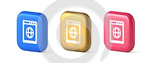 Internet browser global wireless connection button cyberspace virtual networking 3d icon