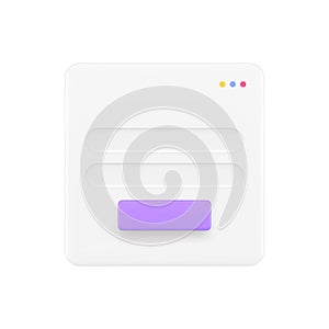 Internet browser tab navigation panel button search web site information 3d icon realistic vector