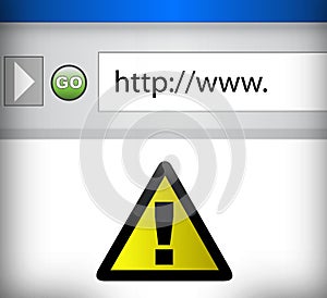 Internet browser with yellow warning