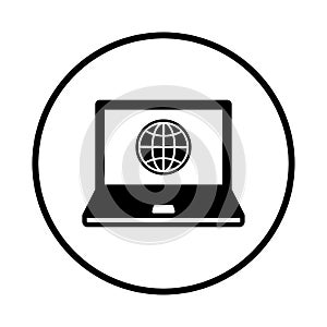 Internet, browsing icon. Rounded black vector design