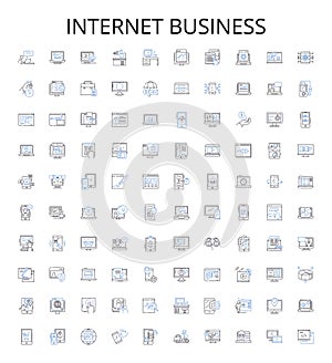 Internet business outline icons collection. e-commerce, online, web, store, shopping, marketing, services vector