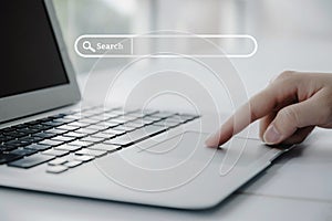 Internet. business people hand working on laptop computer on desk at home office