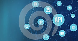 Internet, business, Technology and network concept. Application Programming Interface. Software development tool. 3d illustration