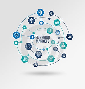 Internet, business, Technology and network concept. Emerging markets. 3d illustration