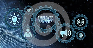 Internet, business, Technology and network concept. Shows the inscription: EMPLOYEE BENEFITS