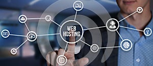 Internet, business, Technology and network concept. Web Hosting. The activity of providing storage space and access for websites.