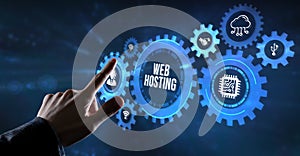 Internet, business, Technology and network concept. Web Hosting. The activity of providing storage space and access for websites.