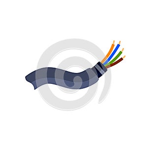 Internet cable. Flexible coaxial cord with copper core in colored braid