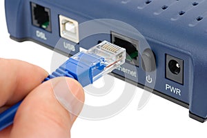 Internet cable in hand