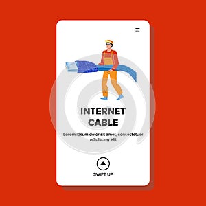 Internet Cable Installation Provider Worker Vector
