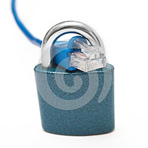 Internet cable and padlock