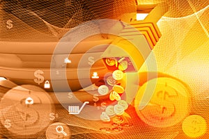 Internet cables with dollar coins