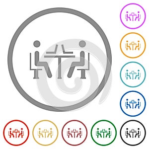 Internet cafe flat icons with outlines