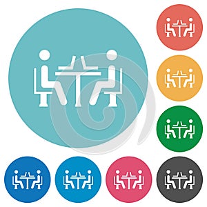 Internet cafe flat round icons