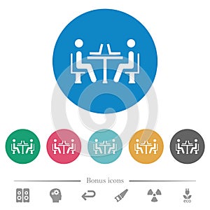 Internet cafe flat round icons