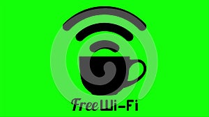 Internet cafe free wifi coffee cup sign.