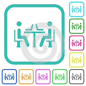 Internet cafe vivid colored flat icons