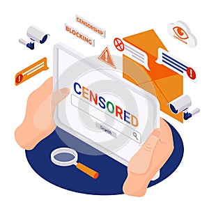 Internet Censorship Isometric Composition