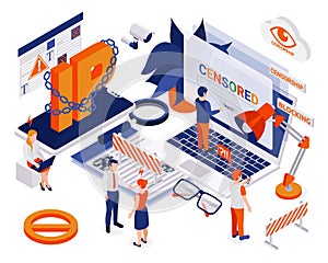 Internet Censorship Isometric Composition