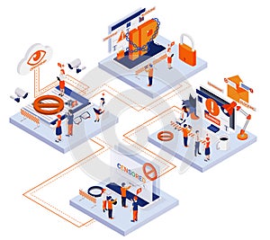 Internet Censorship Isometric Concept