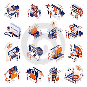 Internet Censorship Isometric Set