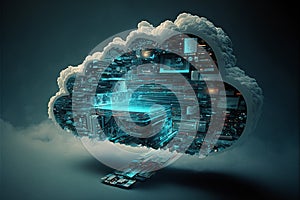 IT internet cloud computing storage technology cyberspace concept. AI generated