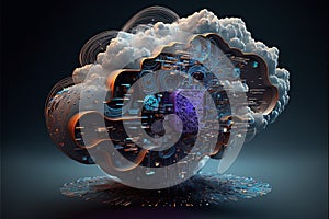 IT internet cloud computing storage technology cyberspace concept. AI generated