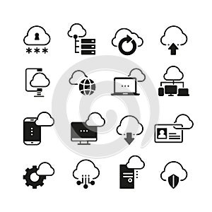 Internet cloud computing vector icon set